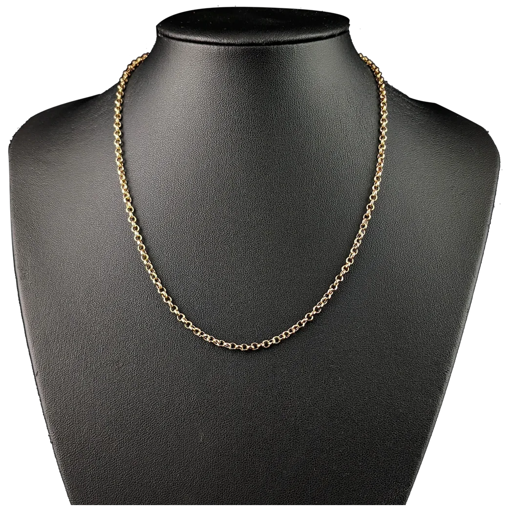 Antique 9ct gold belcher link chain necklace