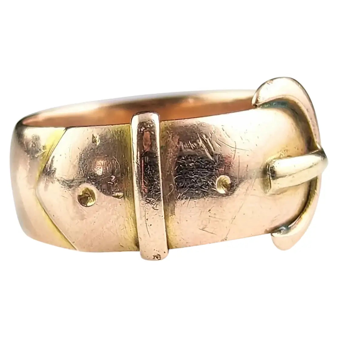 Antique 9ct gold chunky buckle ring, Victorian