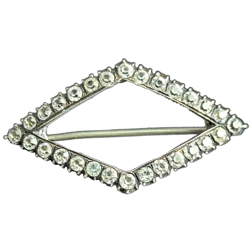 Antique sterling silver and paste brooch, Diamond shape