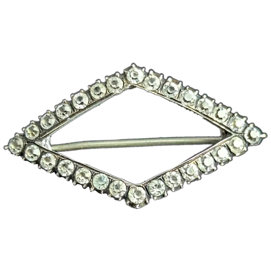 Antique sterling silver and paste brooch, Diamond shape