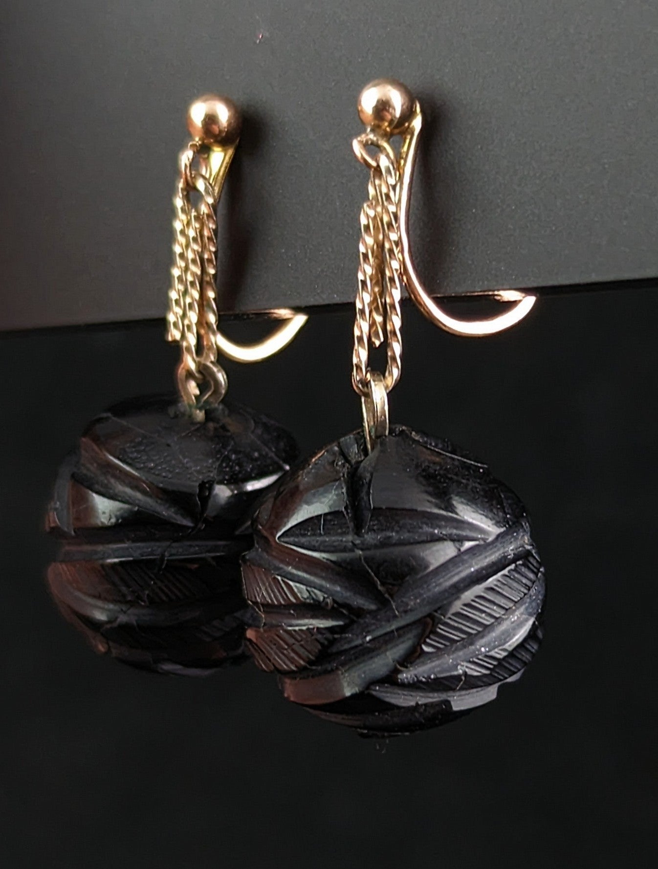 Carved jet sale earrings