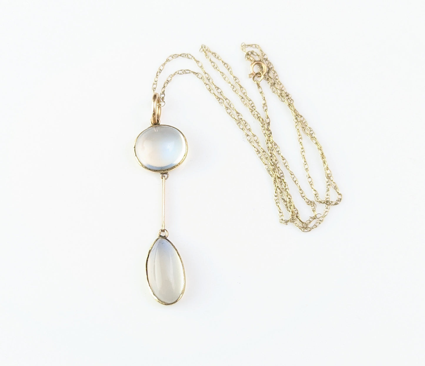 Antique Art Deco Moonstone pendant necklace, 9ct gold