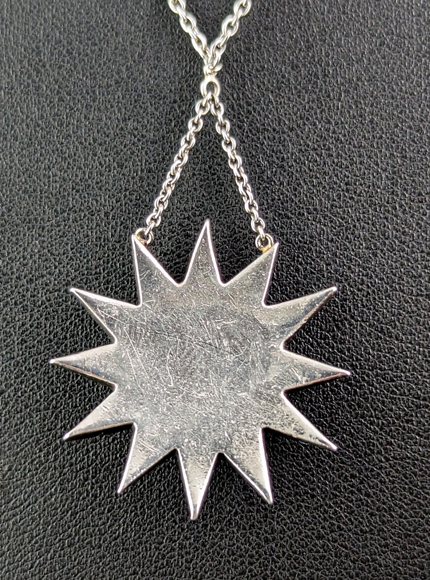 Antique Diamond Star pendant, sterling silver necklace, Victorian