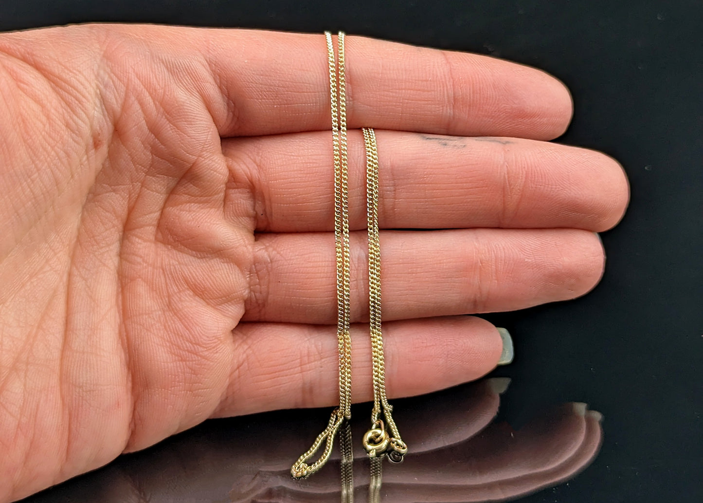 Vintage 9ct gold trace chain necklace, curb link