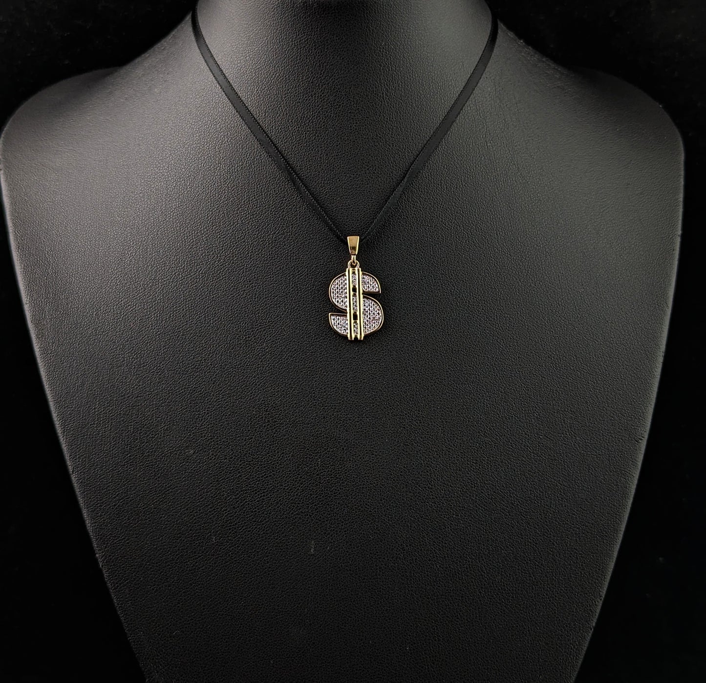 Vintage 9ct gold Diamond Dollar sign pendant