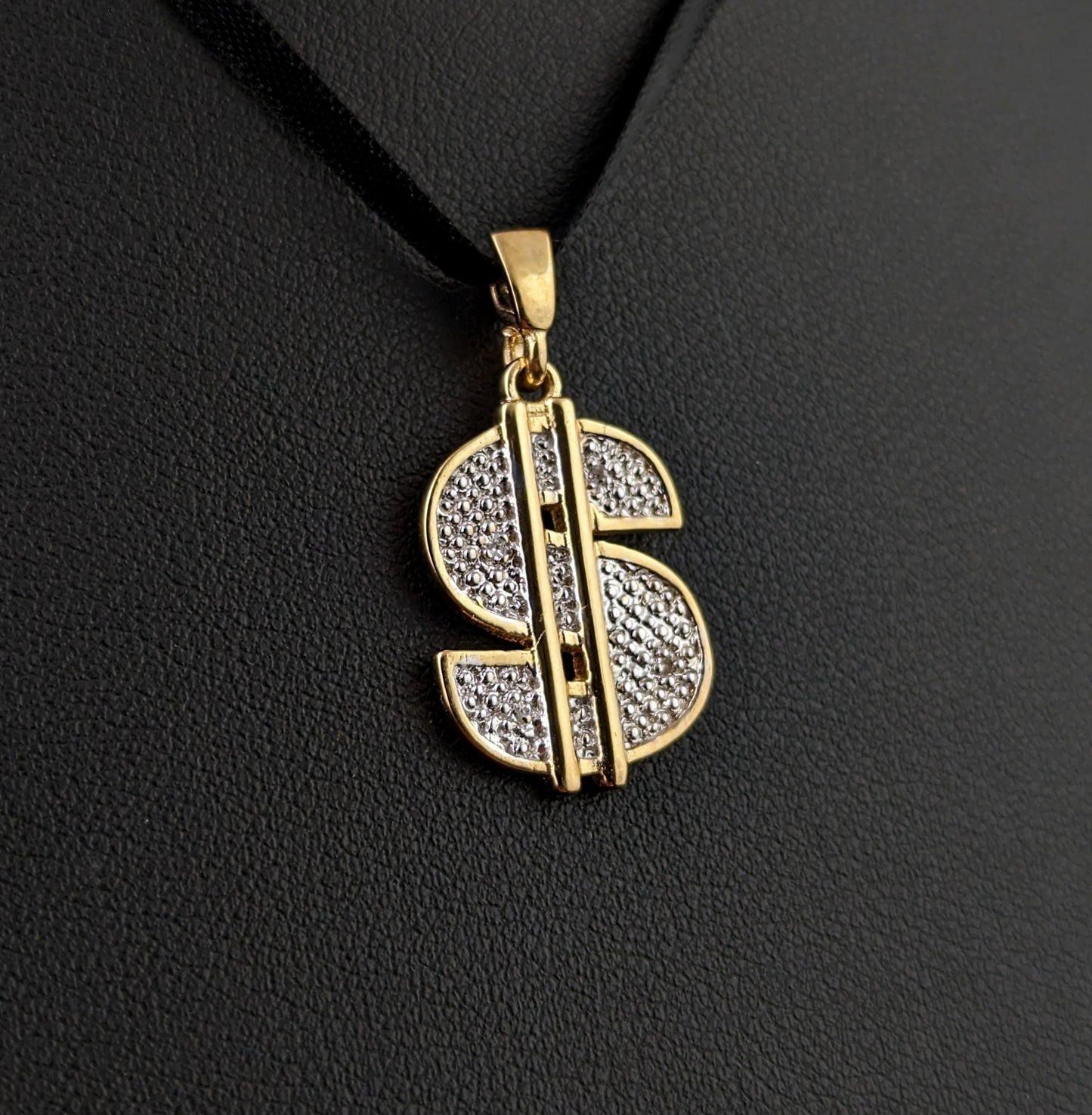 Vintage 9ct gold Diamond Dollar sign pendant