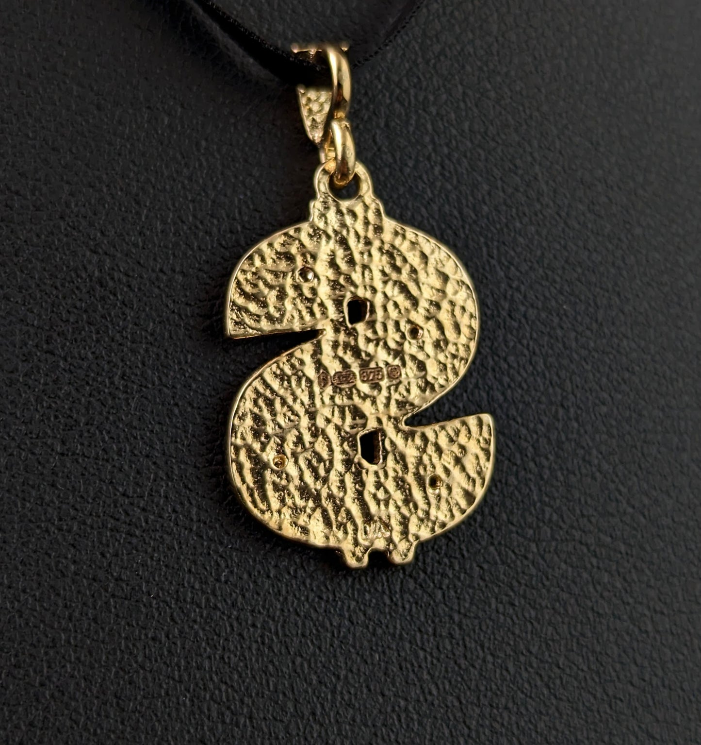 Vintage 9ct gold Diamond Dollar sign pendant