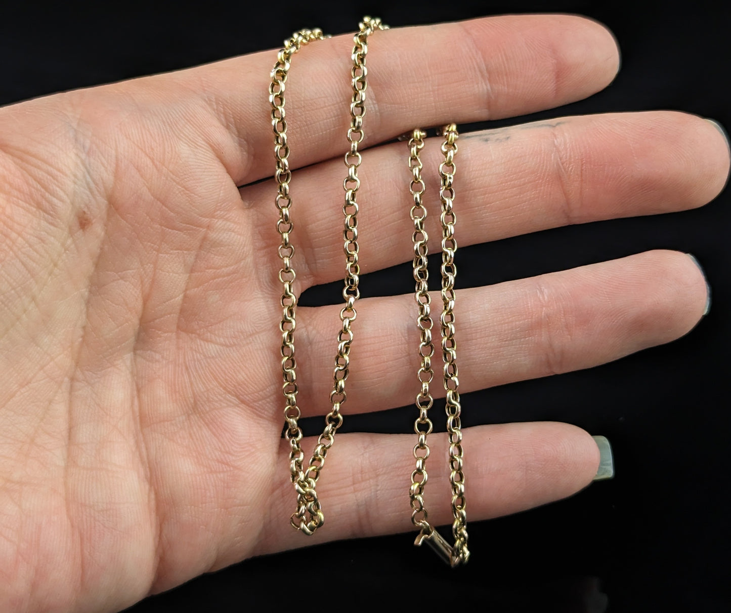 Antique 9ct gold belcher link chain necklace