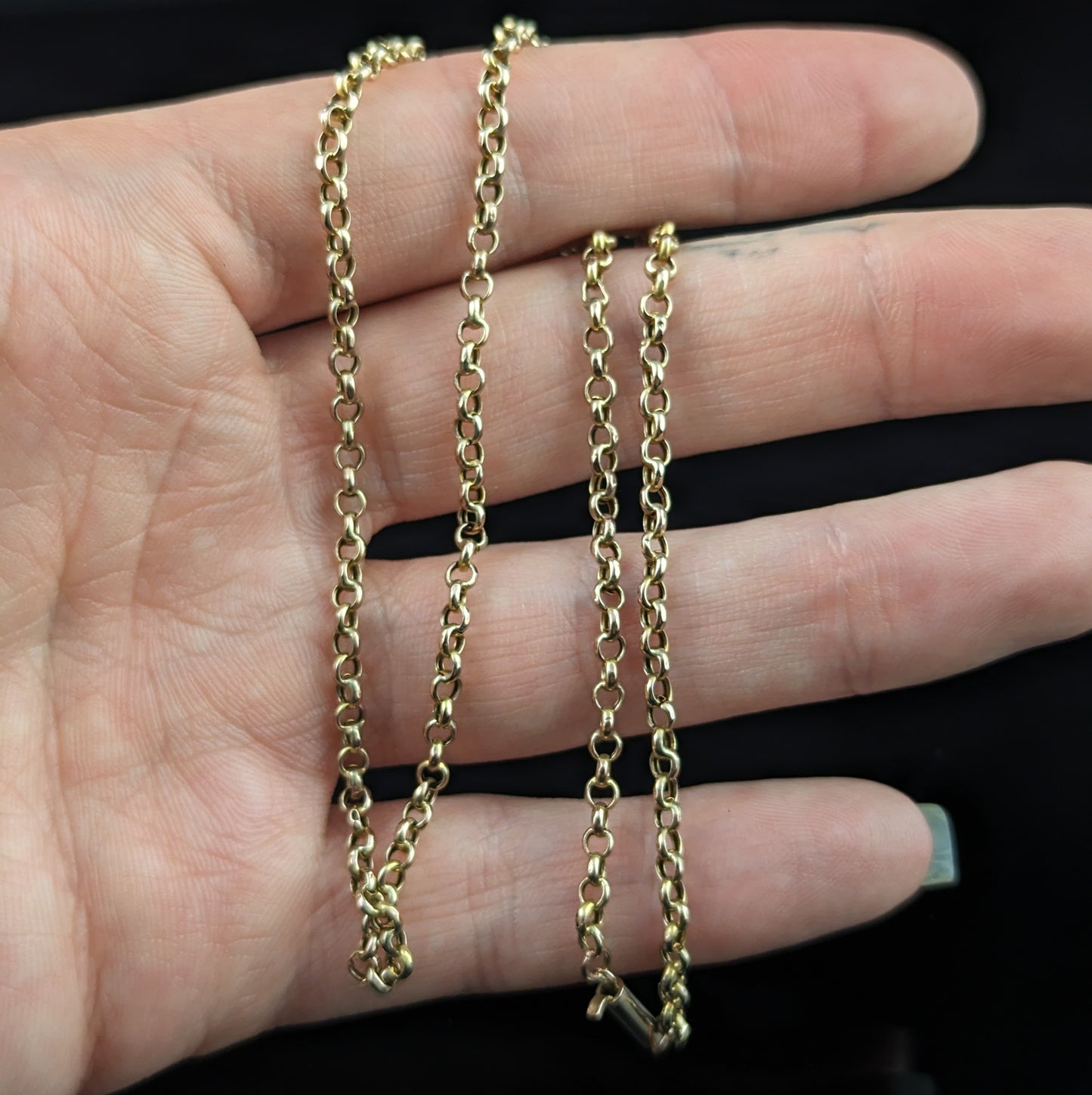 Antique 9ct gold belcher link chain necklace