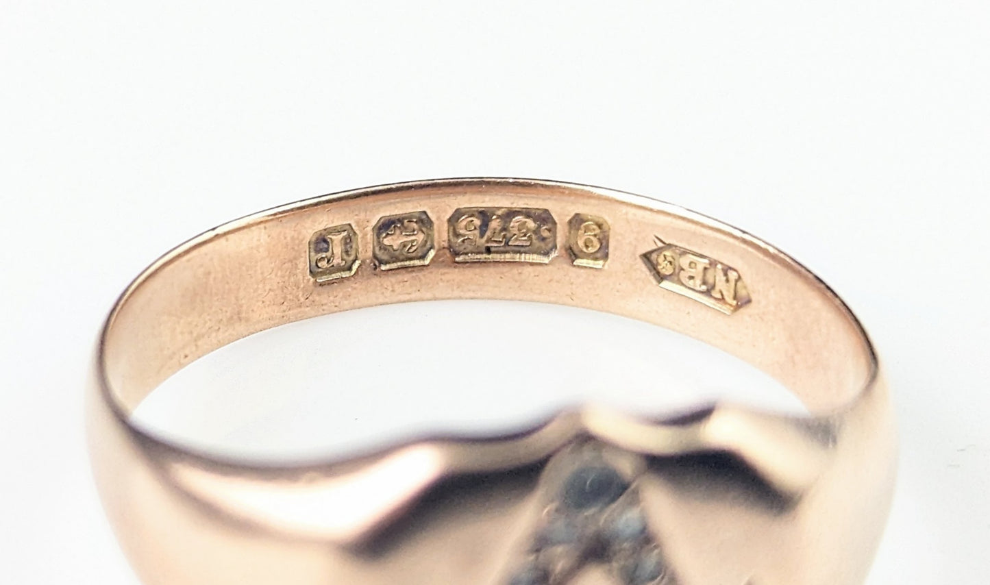 Antique Diamond signet ring, 9ct rose gold, Masonic, Pinky ring