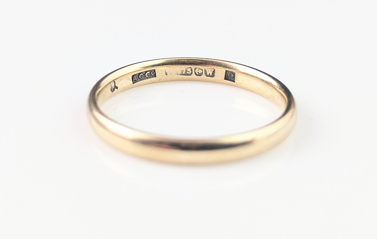 Antique 9ct gold wedding band, Art Deco ring