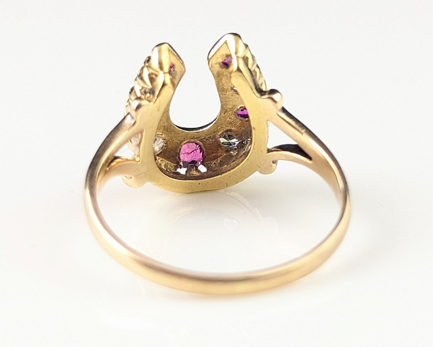 Antique Ruby and Diamond horseshoe ring, 18ct yellow gold