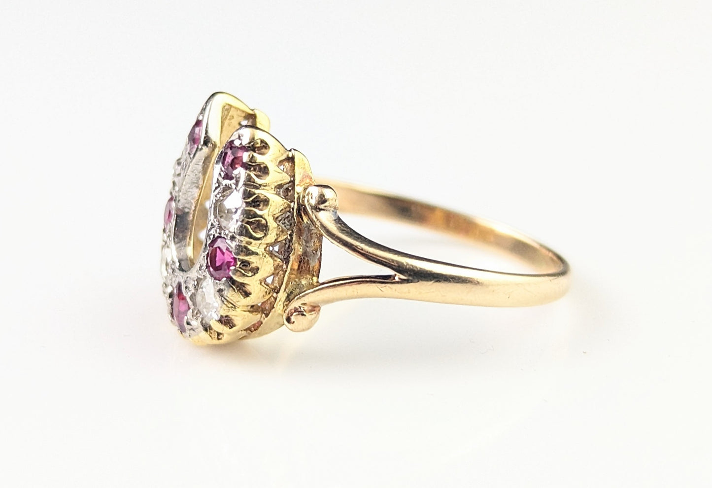 Antique Ruby and Diamond horseshoe ring, 18ct yellow gold