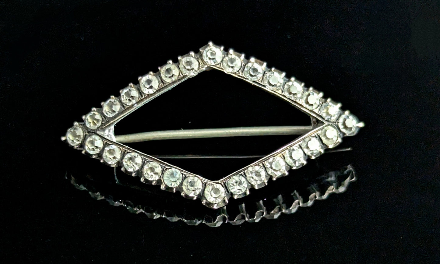 Antique sterling silver and paste brooch, Diamond shape