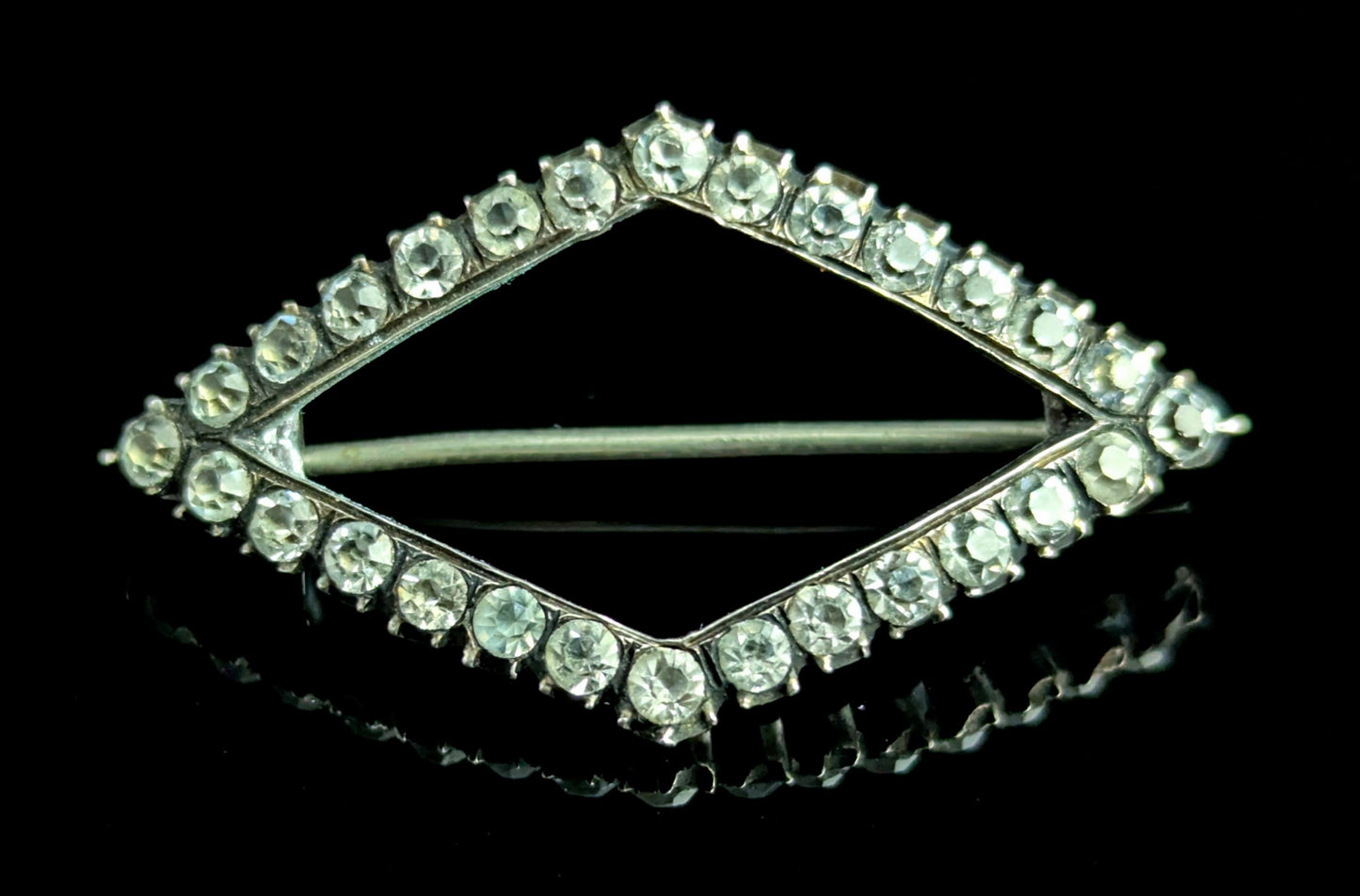 Antique sterling silver and paste brooch, Diamond shape