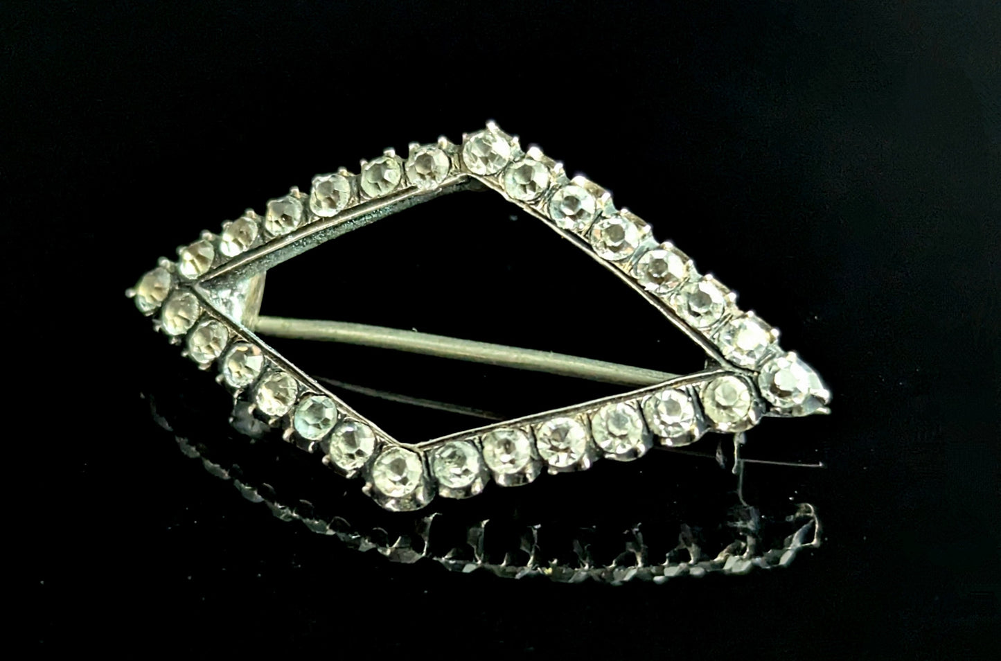 Antique sterling silver and paste brooch, Diamond shape