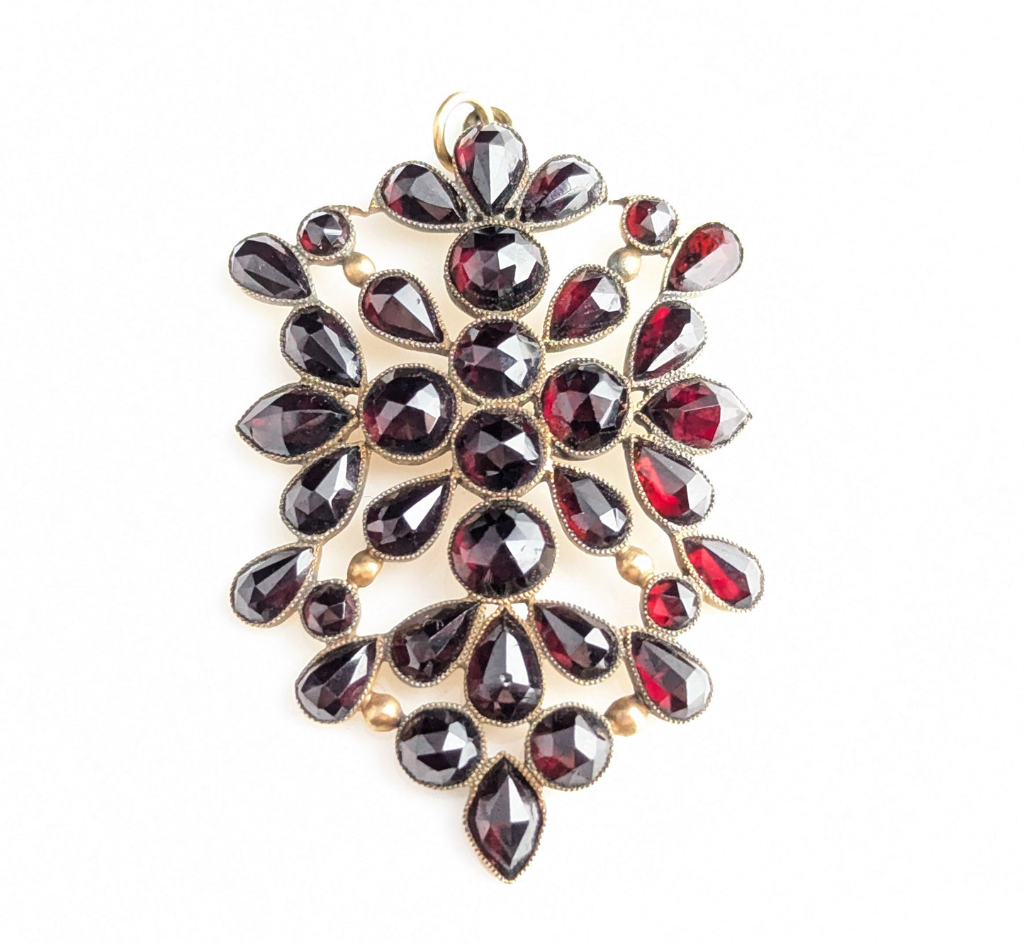 Antique Bohemian Garnet pendant, 9ct gold, Victorian