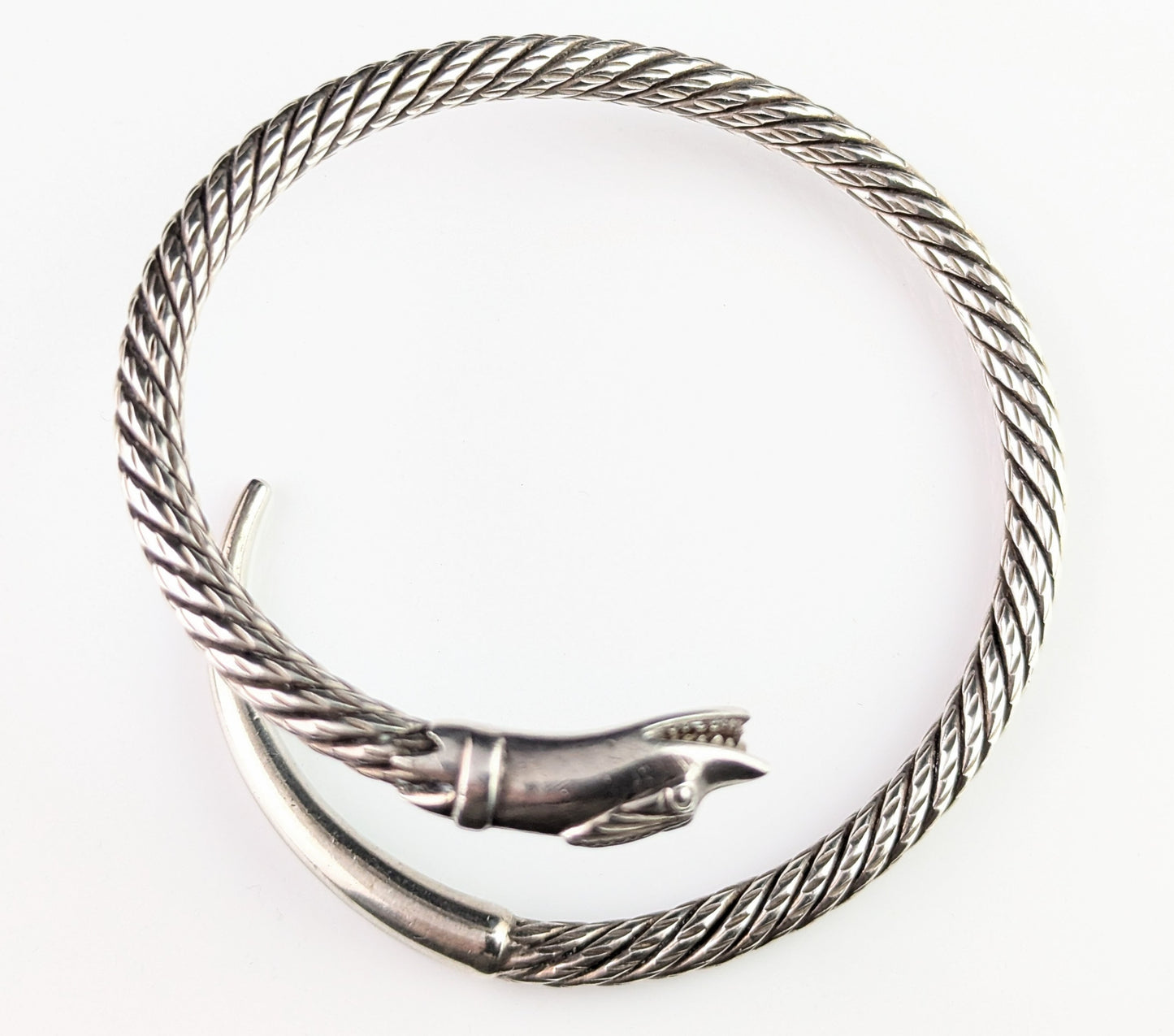 Vintage sterling silver snake bangle, heavy