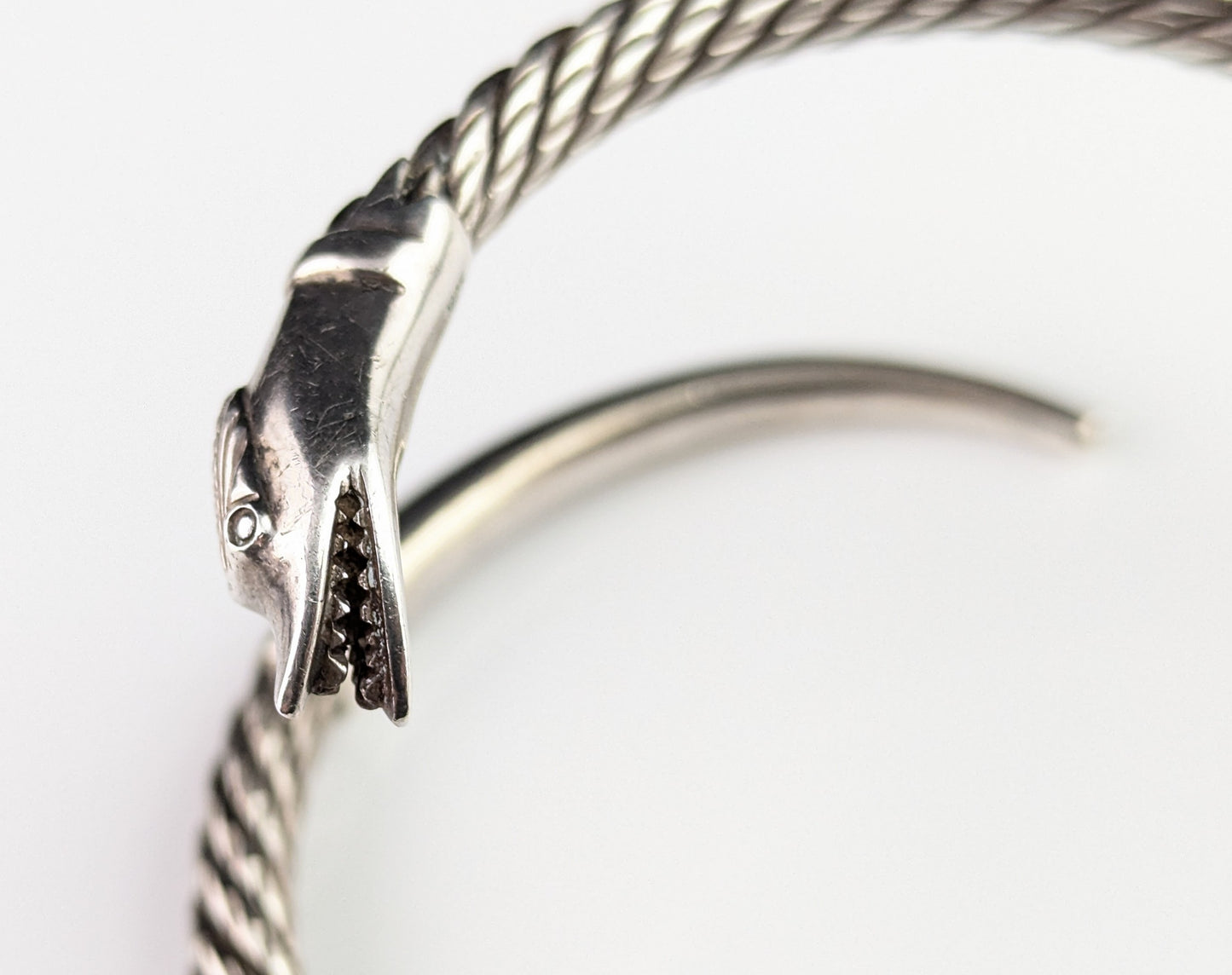 Vintage sterling silver snake bangle, heavy