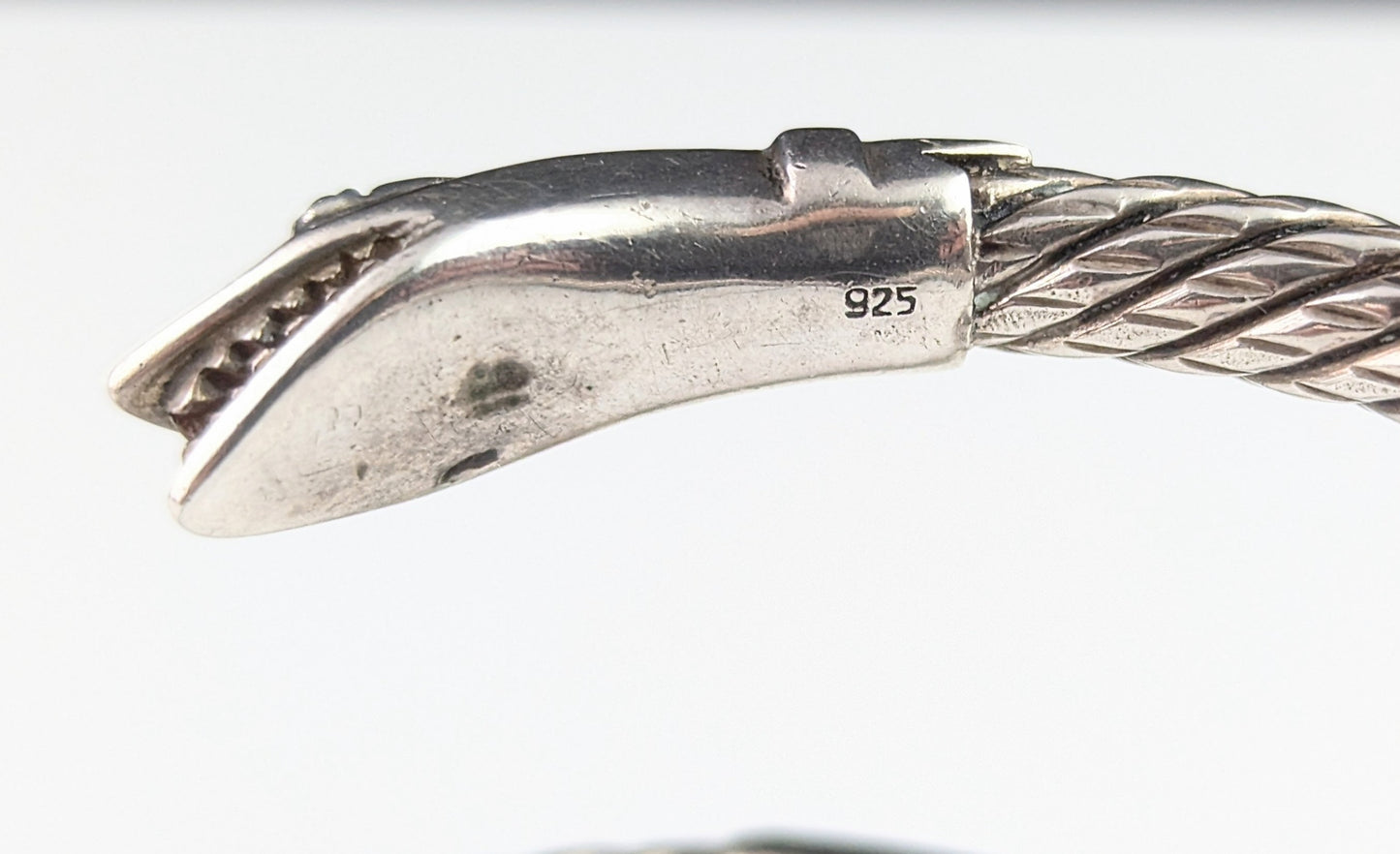 Vintage sterling silver snake bangle, heavy