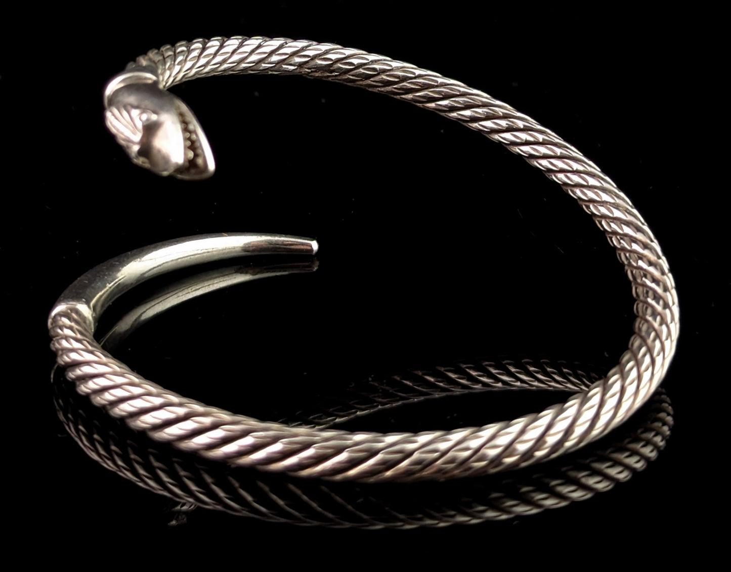 Vintage sterling silver snake bangle, heavy