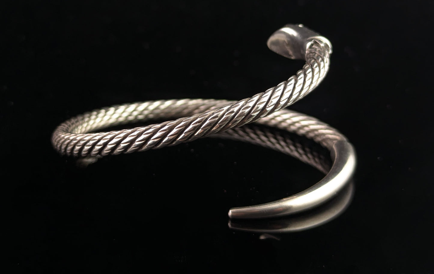 Vintage sterling silver snake bangle, heavy