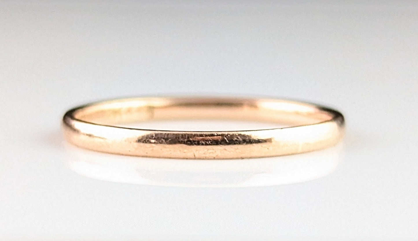 Vintage 9ct Rose gold wedding band, Art Deco ring