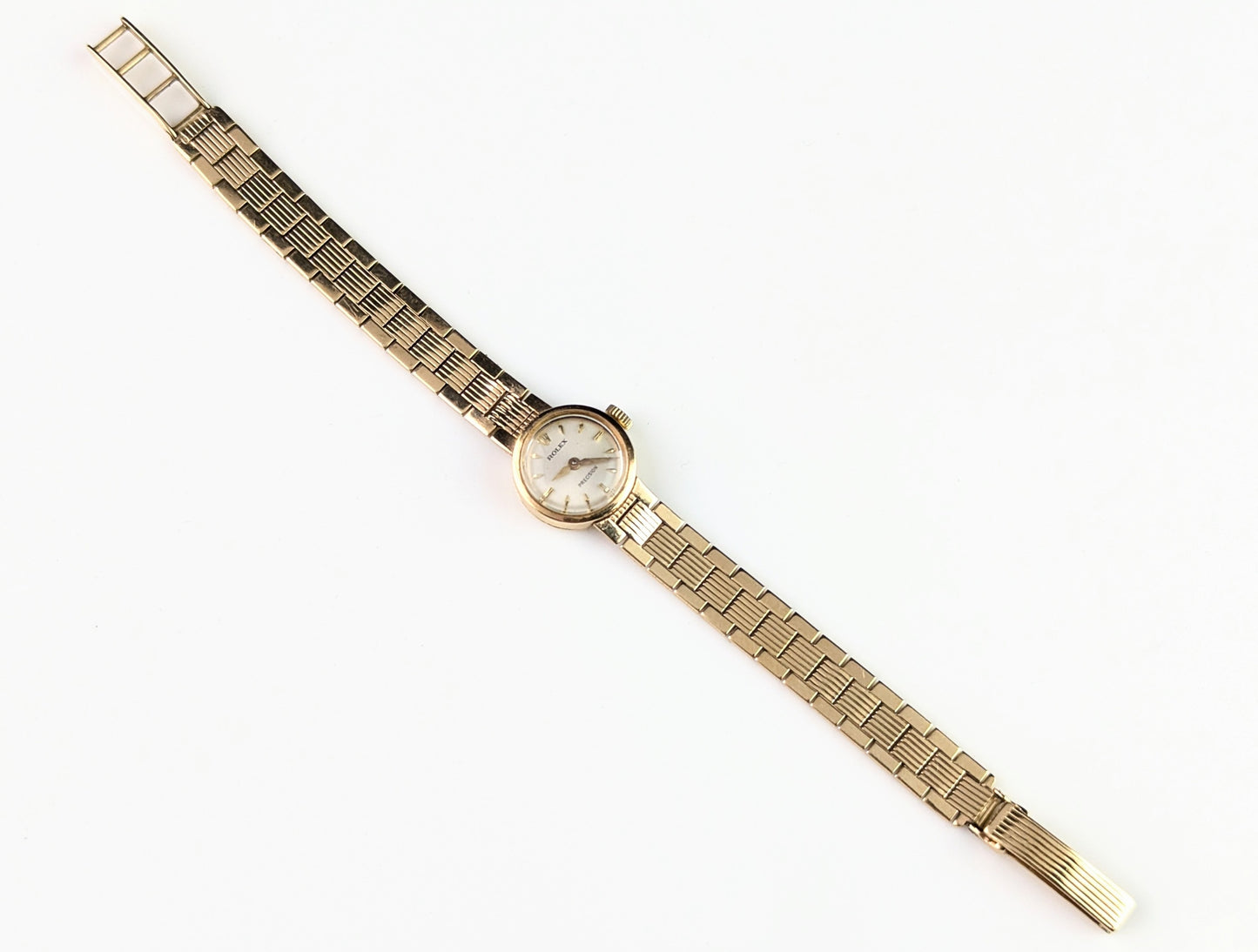 Vintage 9ct gold Ladies Rolex precision wristwatch, Bracelet strap