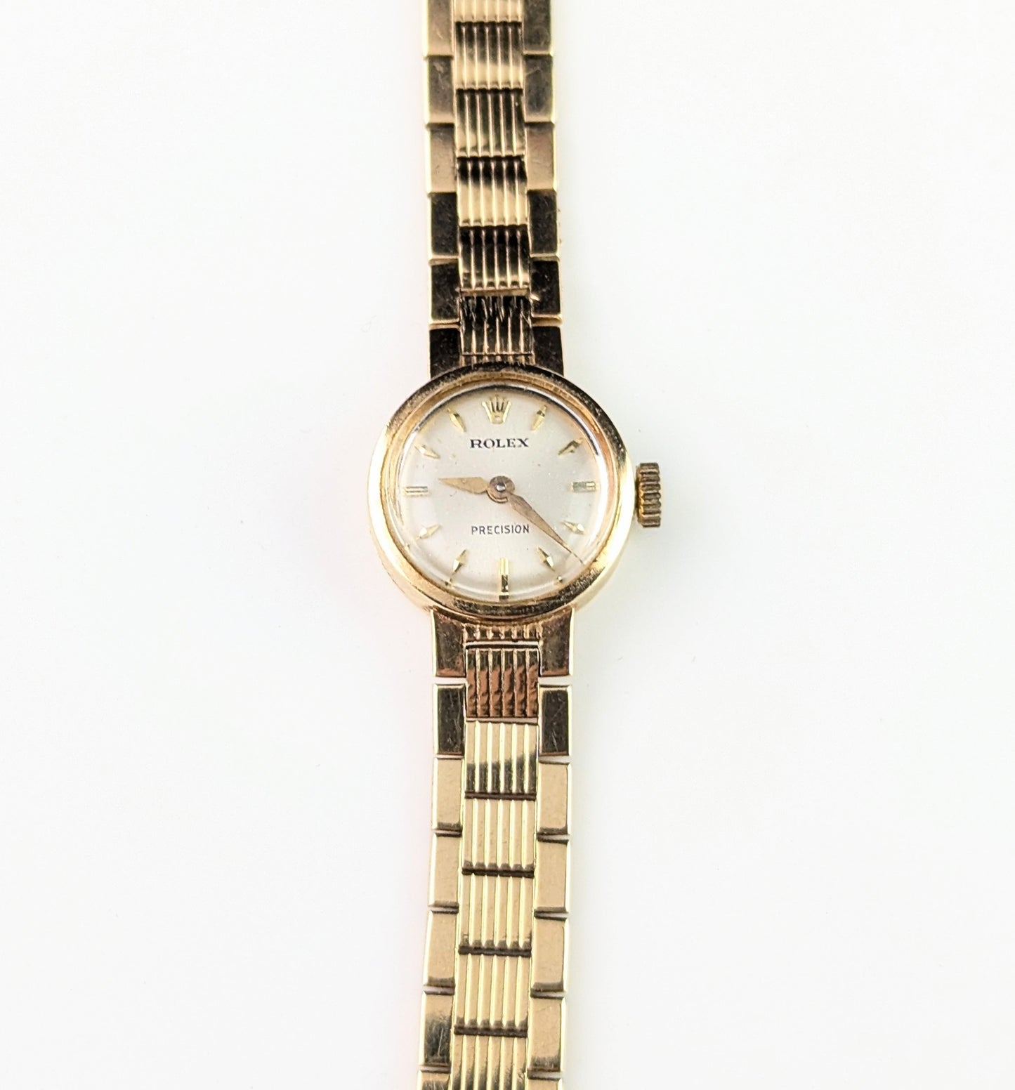 Vintage 9ct gold Ladies Rolex precision wristwatch, Bracelet strap