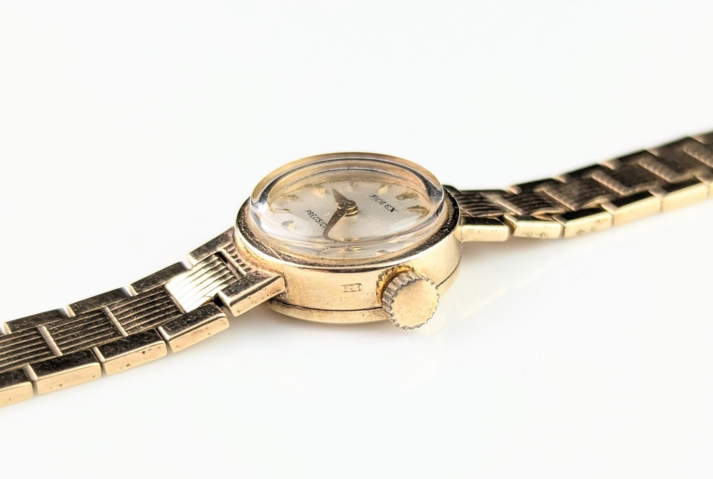 Vintage 9ct gold Ladies Rolex precision wristwatch, Bracelet strap