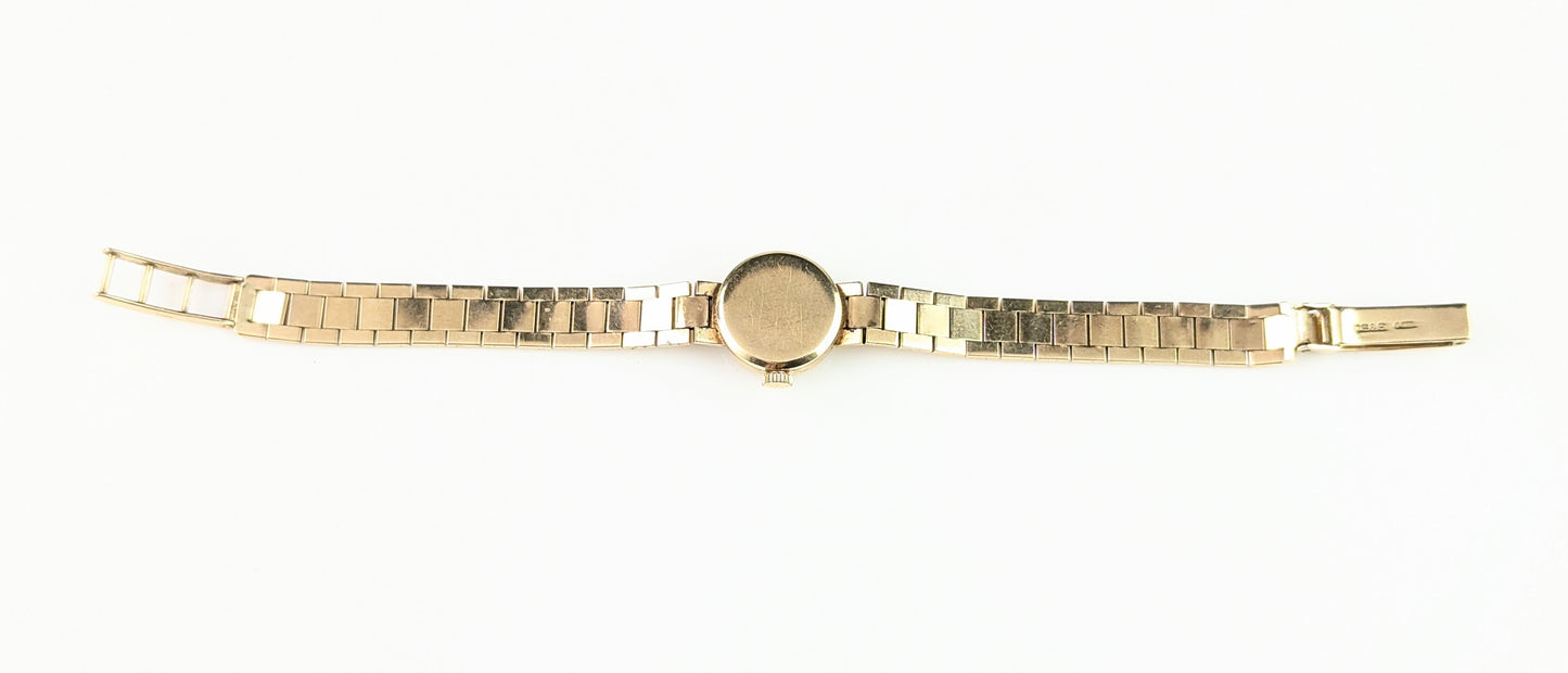 Vintage 9ct gold Ladies Rolex precision wristwatch, Bracelet strap