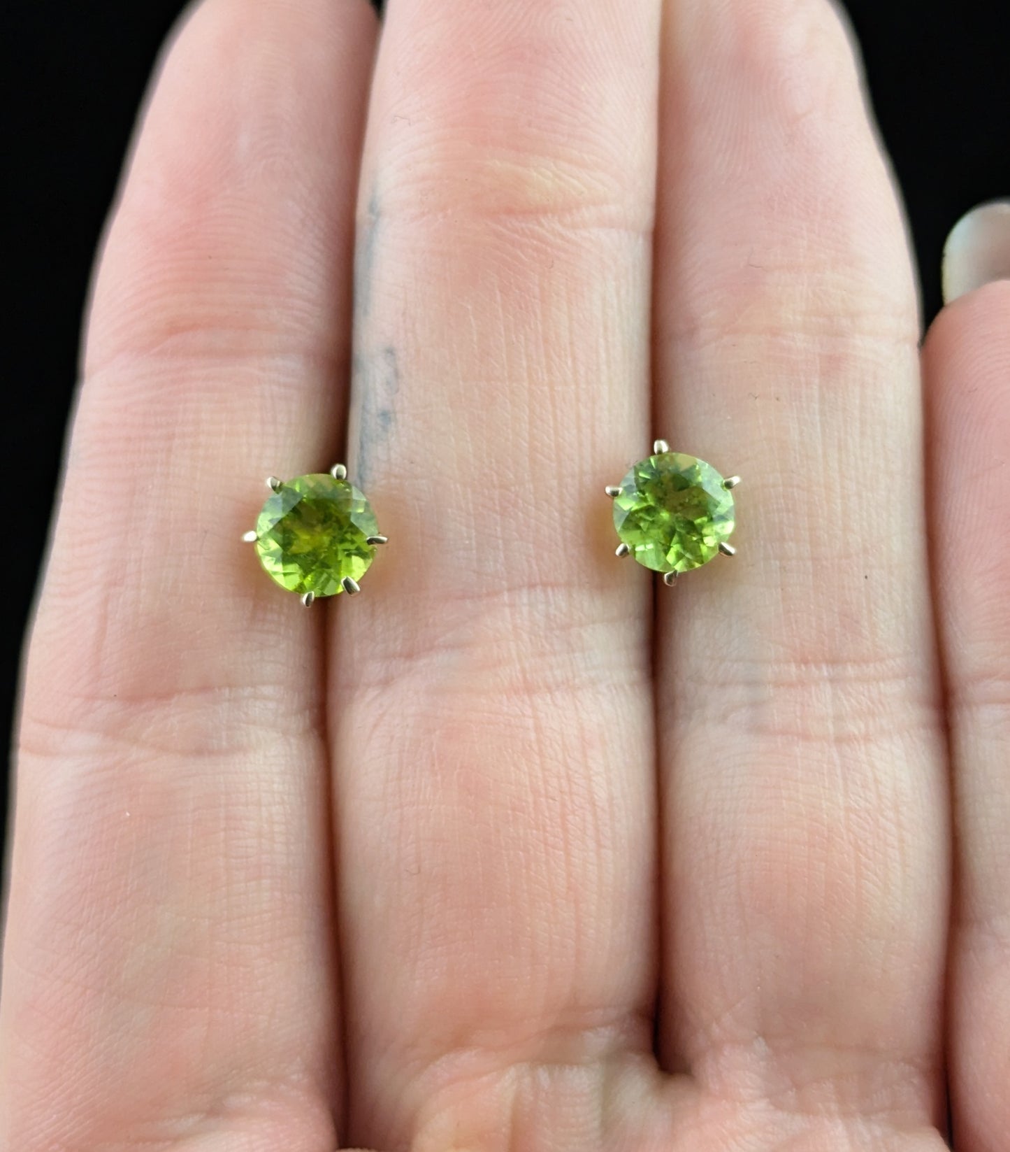 Vintage Peridot stud earrings, 9ct yellow gold