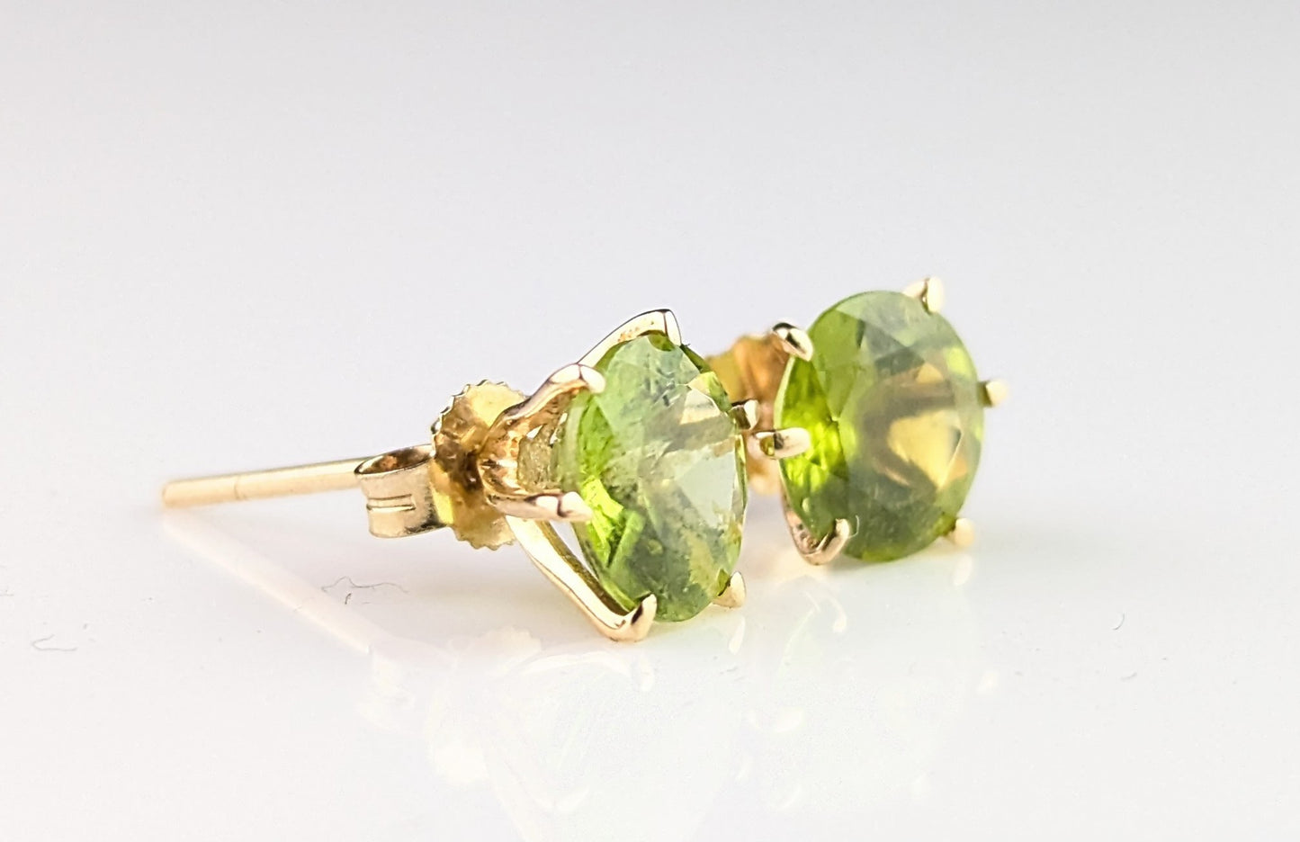 Vintage Peridot stud earrings, 9ct yellow gold