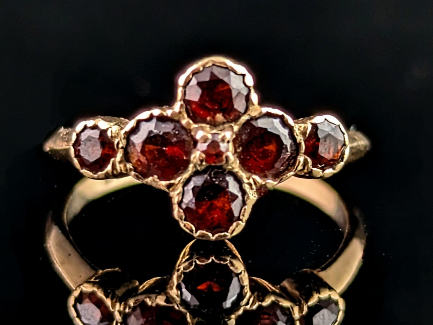 Vintage Garnet cluster ring, 9ct yellow gold