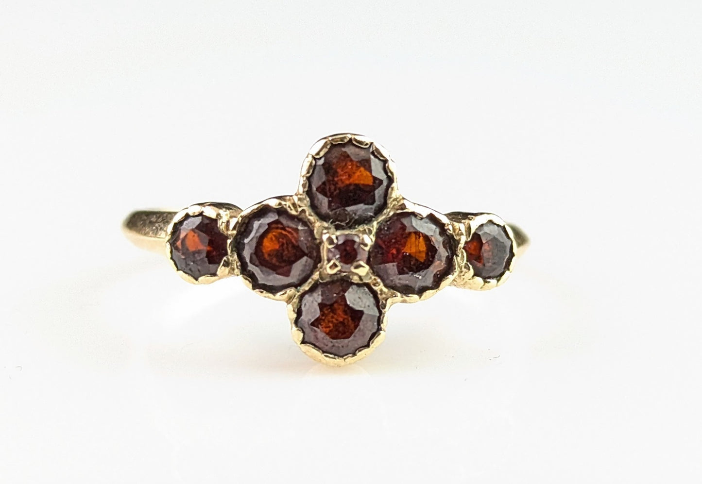 Vintage Garnet cluster ring, 9ct yellow gold