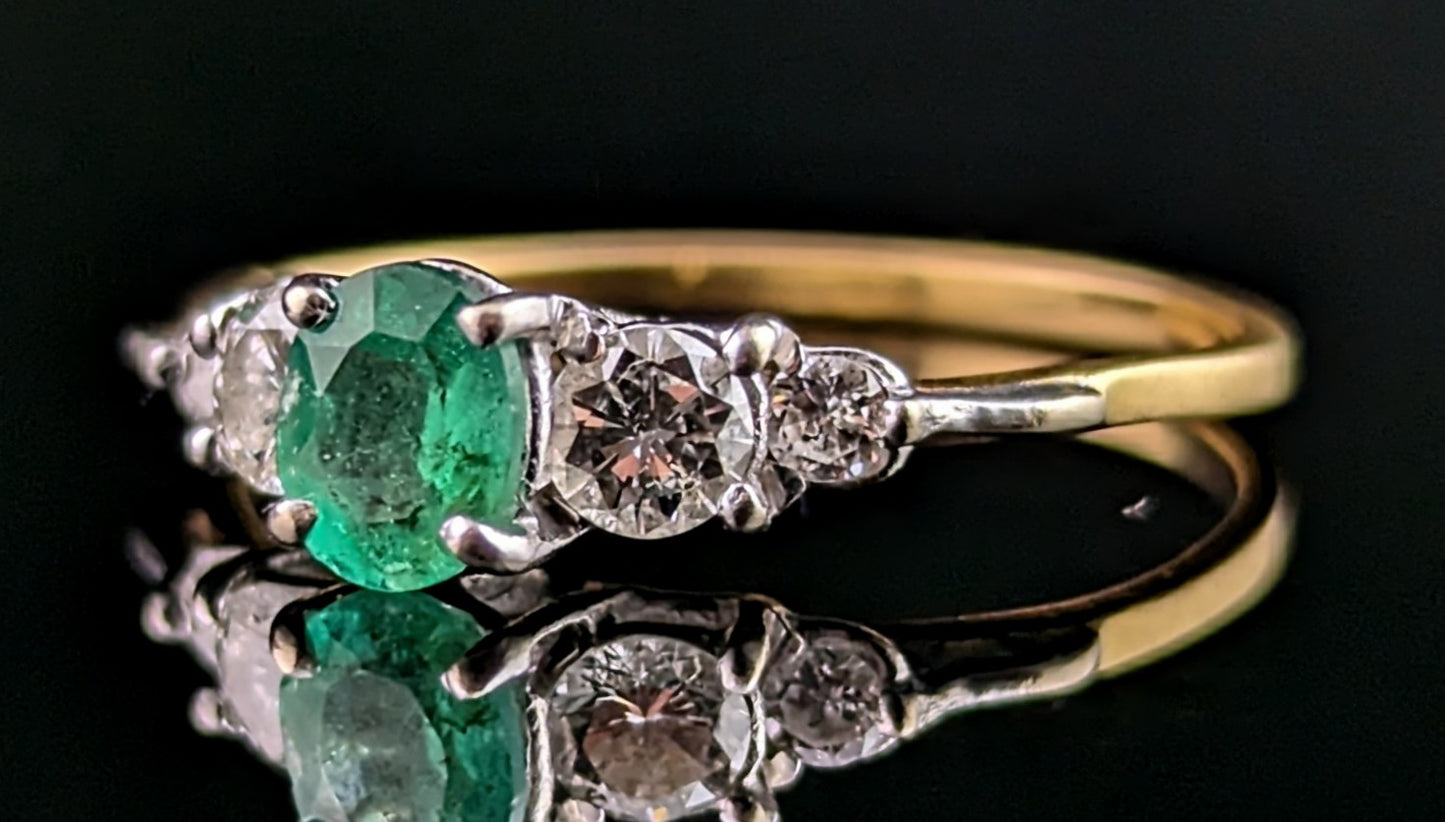 Vintage Emerald and Diamond ring, 18ct gold