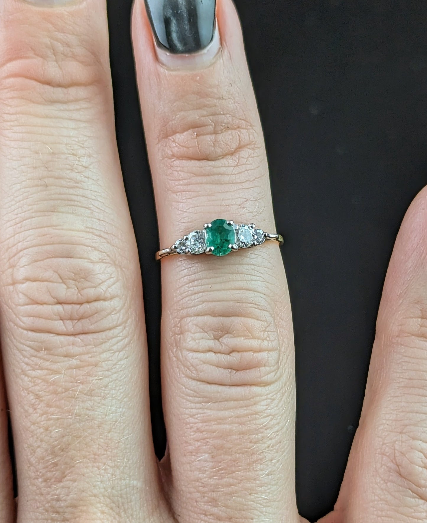 Vintage Emerald and Diamond ring, 18ct gold