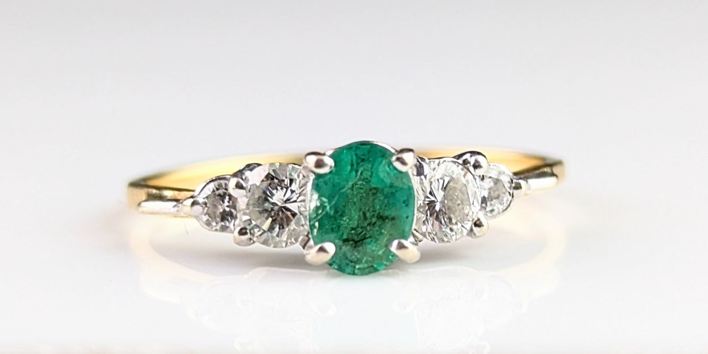 Vintage Emerald and Diamond ring, 18ct gold