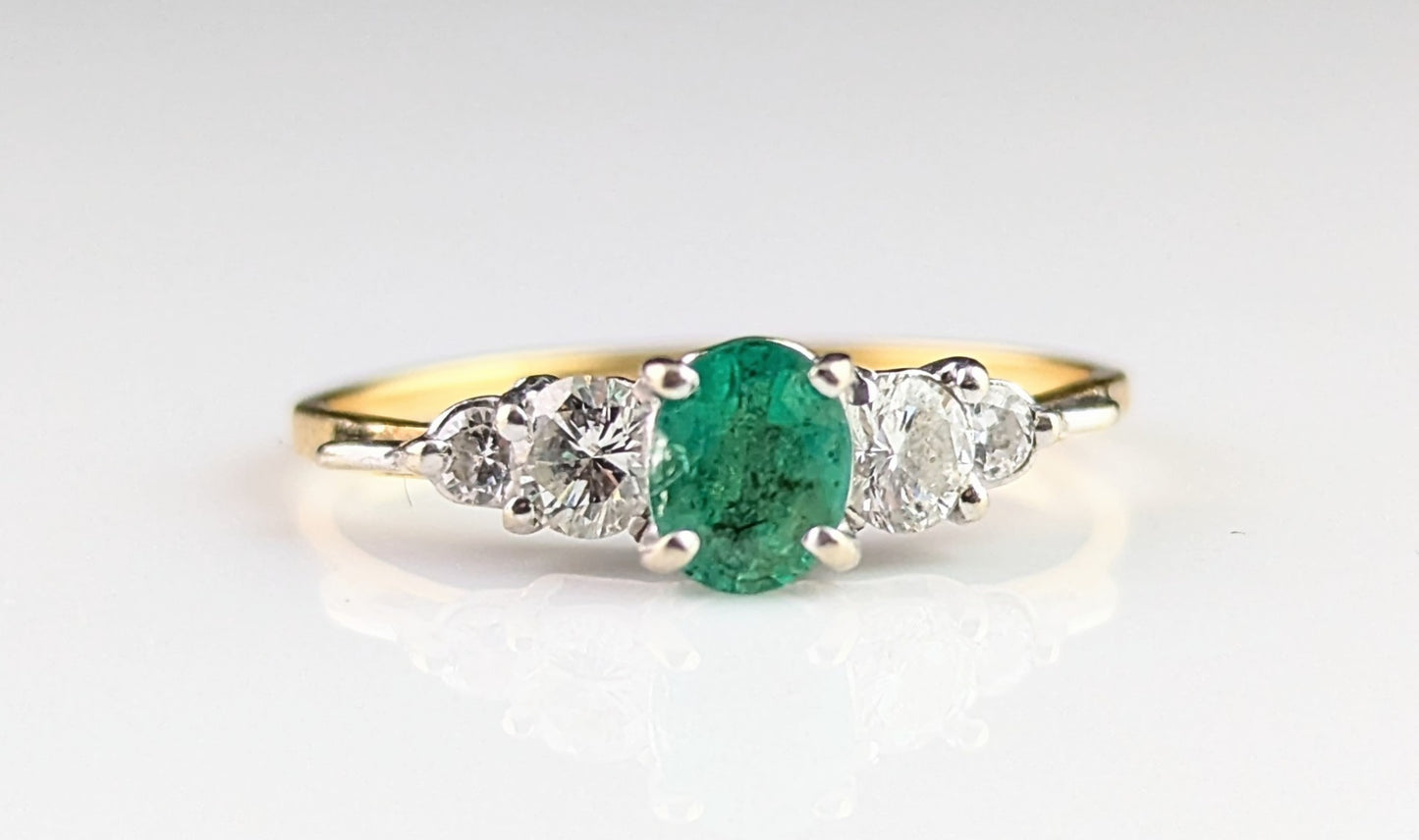 Vintage Emerald and Diamond ring, 18ct gold