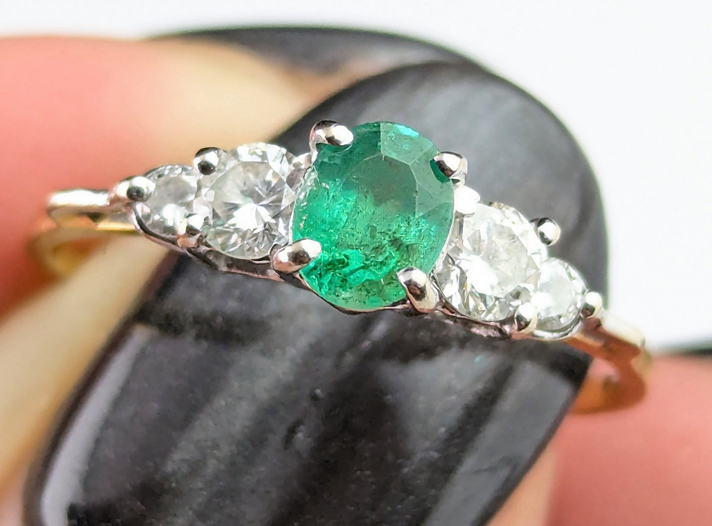 Vintage Emerald and Diamond ring, 18ct gold