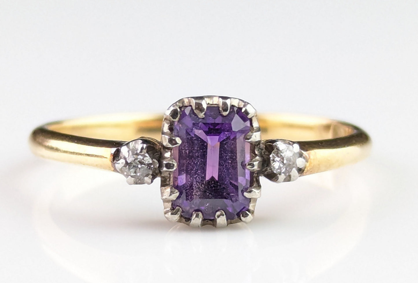 Antique Amethyst and Diamond ring, 18ct gold