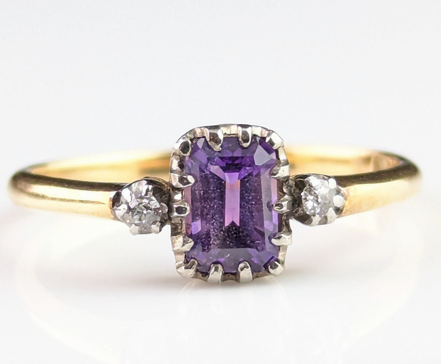 Antique Amethyst and Diamond ring, 18ct gold