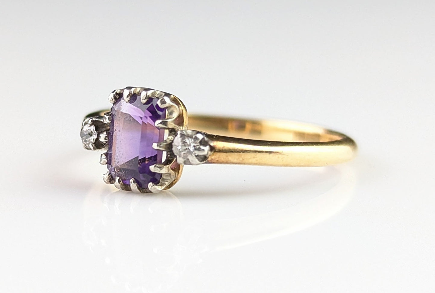 Antique Amethyst and Diamond ring, 18ct gold