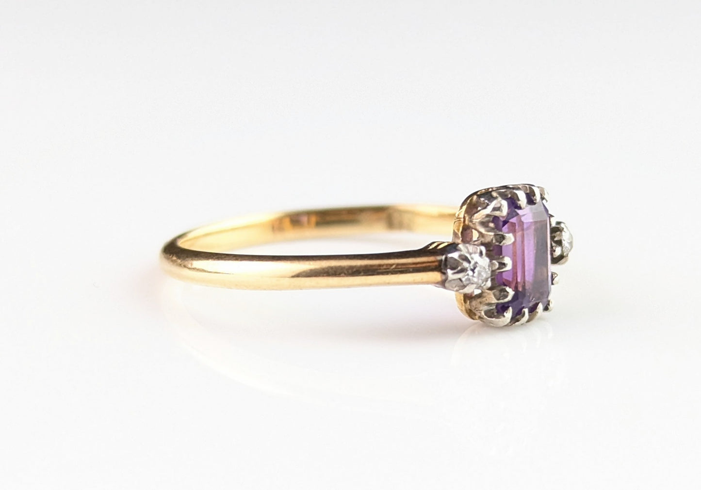 Antique Amethyst and Diamond ring, 18ct gold