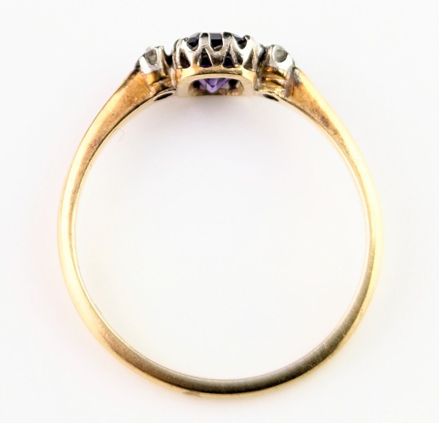 Antique Amethyst and Diamond ring, 18ct gold