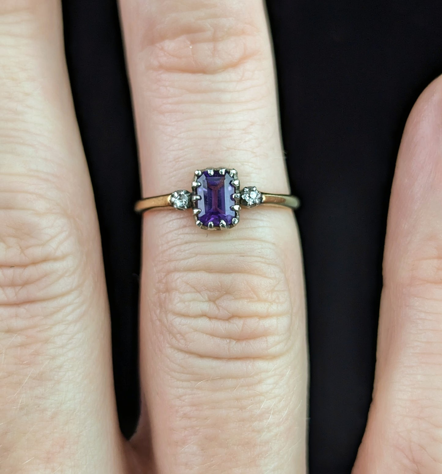 Antique Amethyst and Diamond ring, 18ct gold