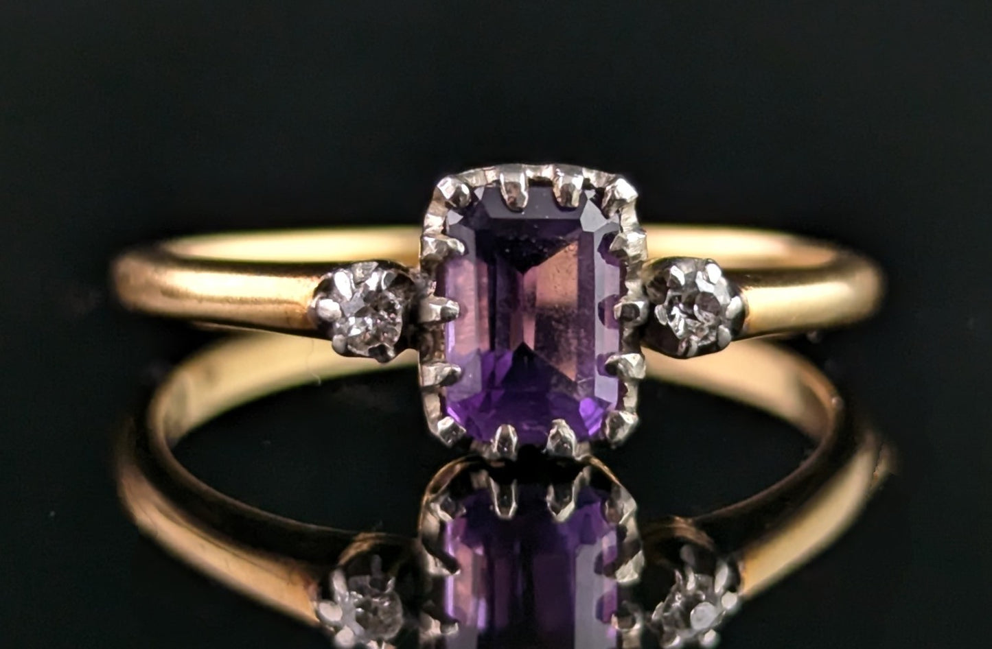 Antique Amethyst and Diamond ring, 18ct gold