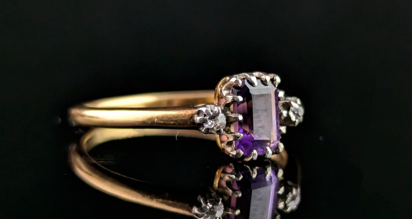 Antique Amethyst and Diamond ring, 18ct gold