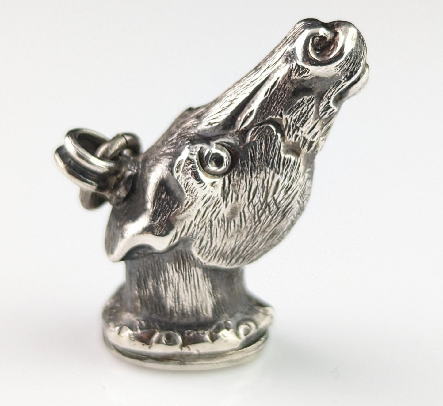 Antique silver horse head seal fob pendant, Victorian