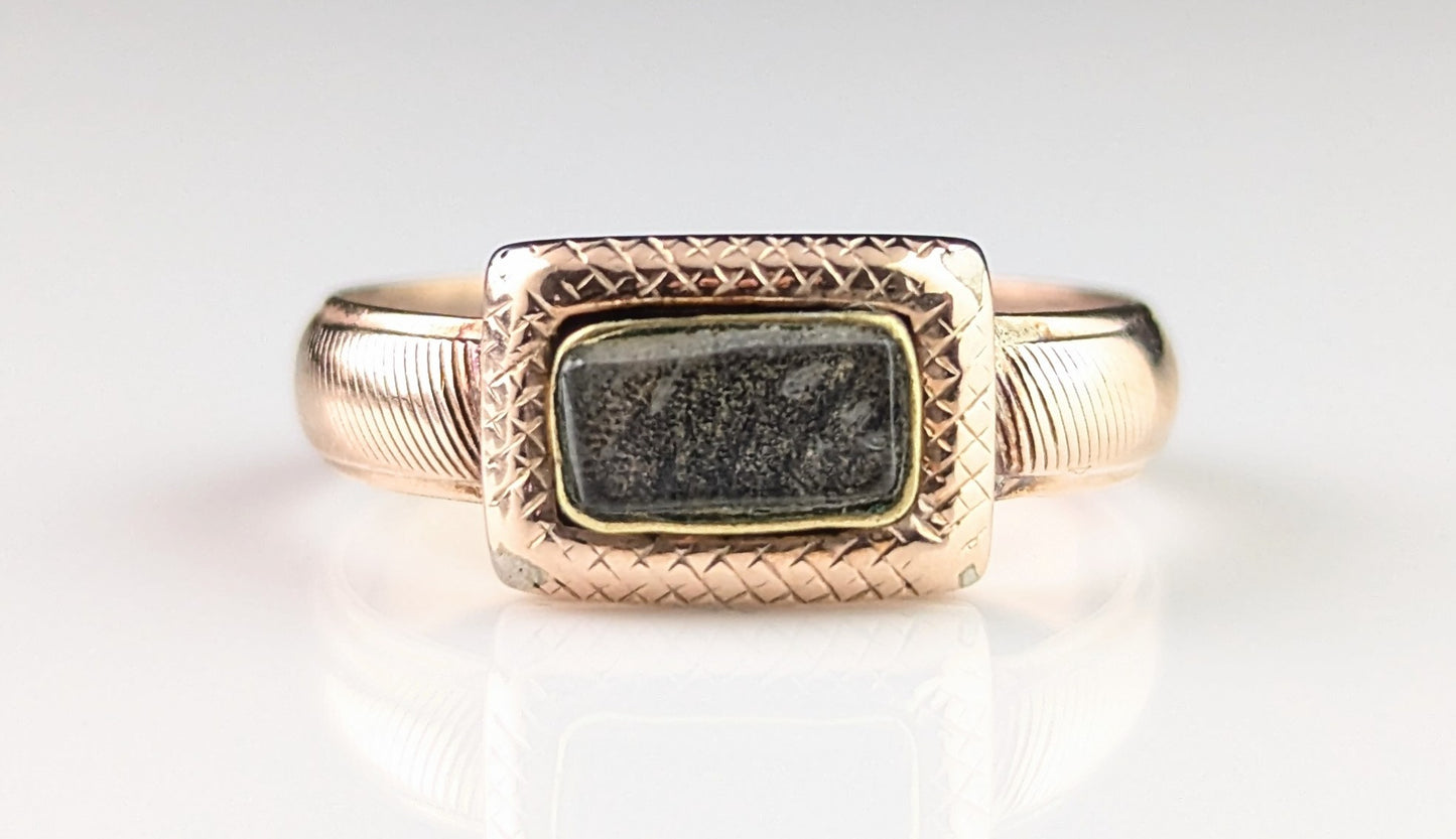 Antique Georgian mourning ring, 9ct rose gold